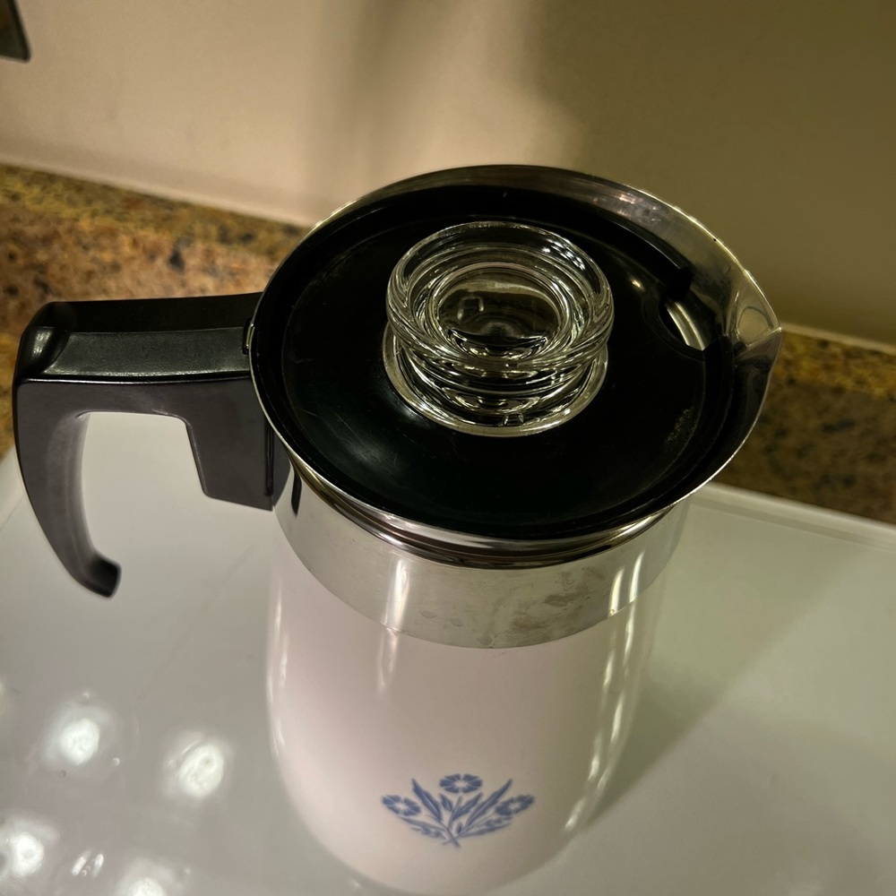 Corningware Blue Cornflower 9 Cup Coffee Pot with Original Inside Parts - Picture 10 of 12